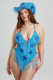 Blue Stargazer Sequin Bodysuit - Easy Tiger