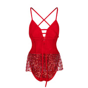 Shimmy Shimmy Sequin Bodysuit in Ruby - Easy Tiger