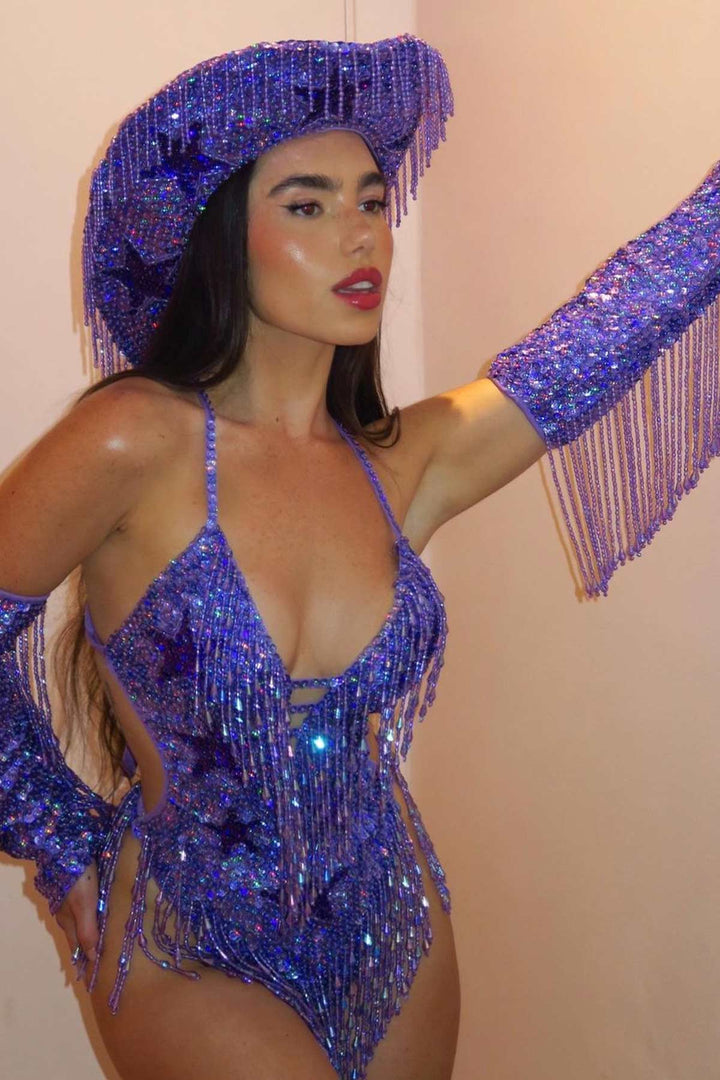 Lilac Stargazer Sequin Bodysuit