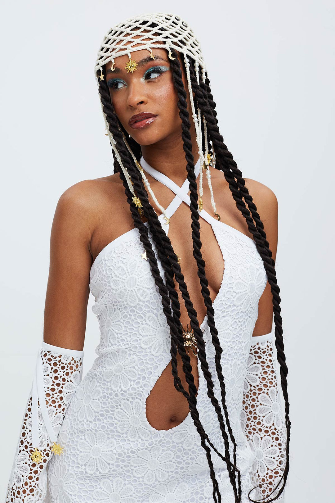 Moondance White Crochet Bonnet