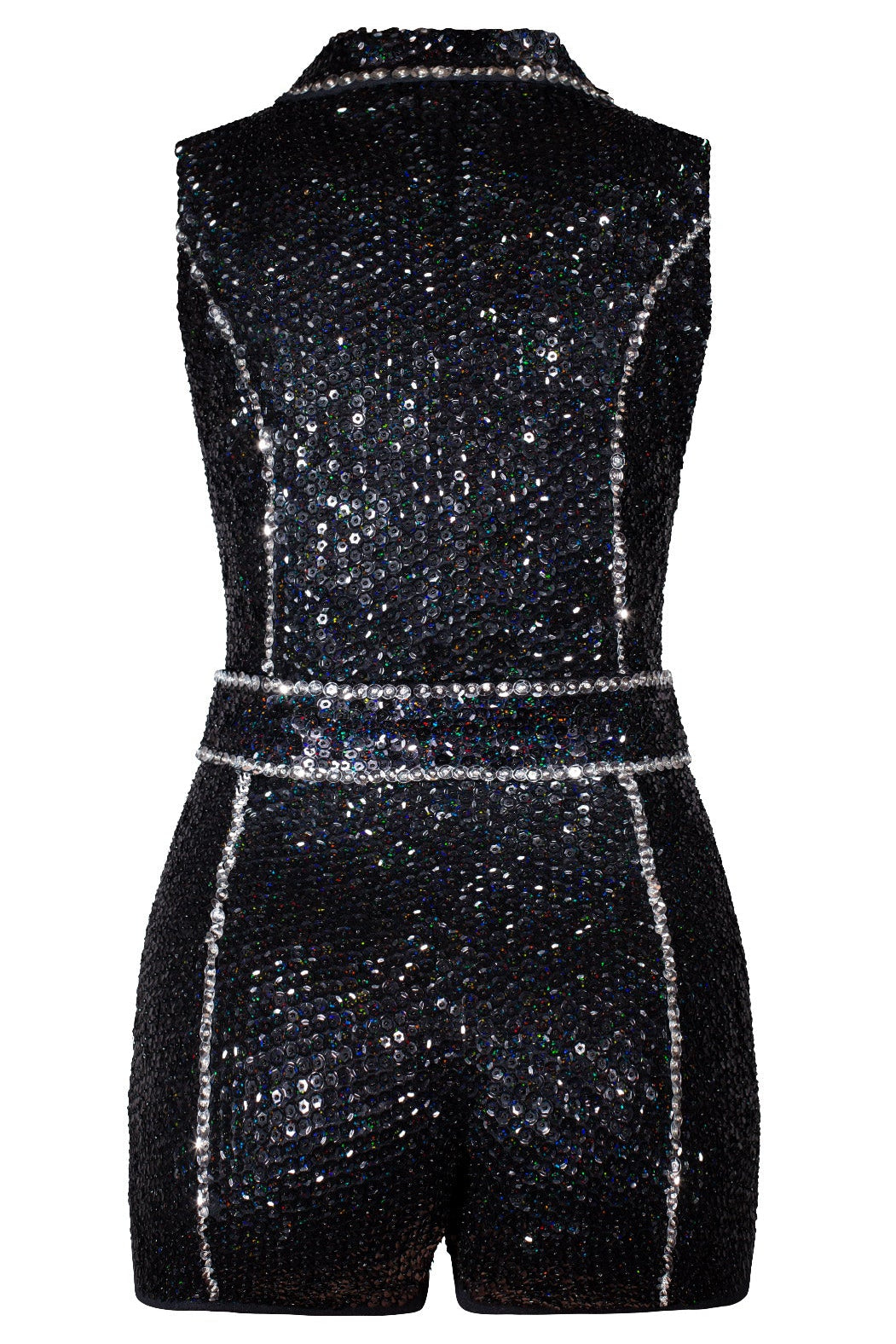 Showtime Playsuit in Black Sequin