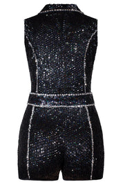 Showtime Playsuit in Black Sequin