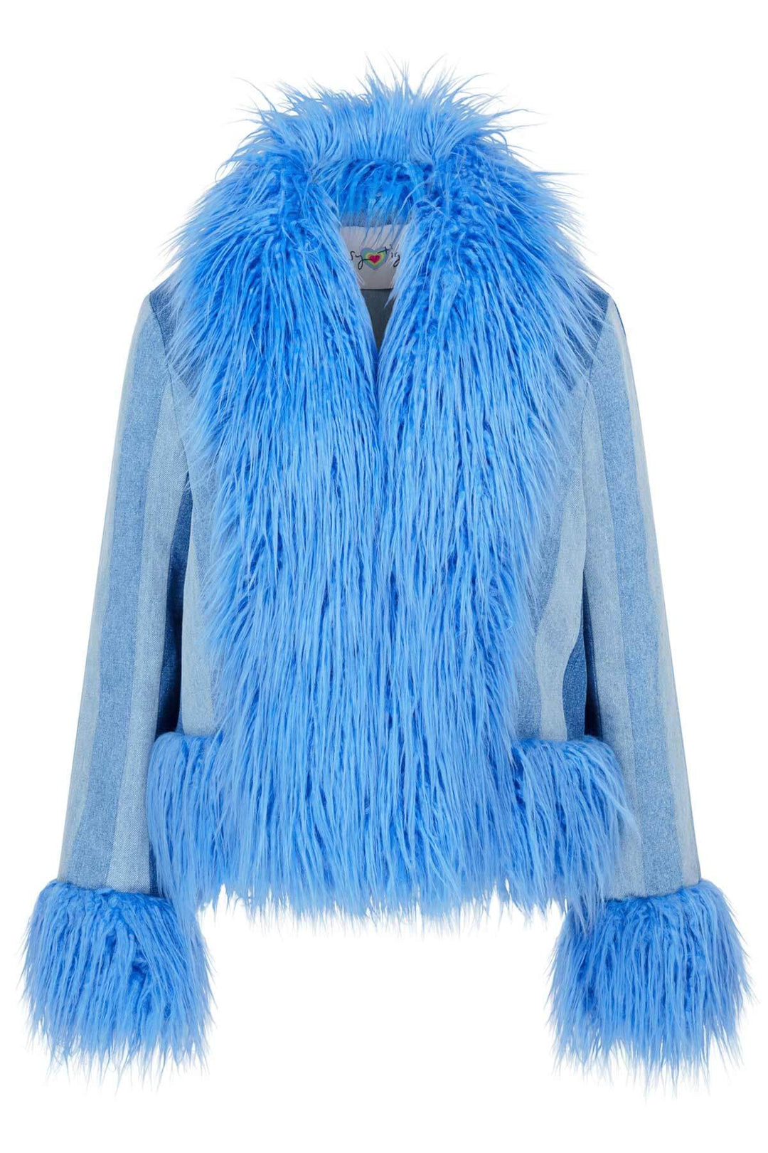 Almost Famous 70s Faux Fur Denim Coat - Blue - Easy Tiger