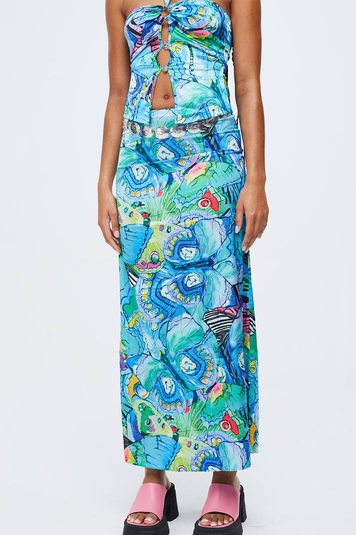 Dazed Butterfly Printed Maxi Skirt