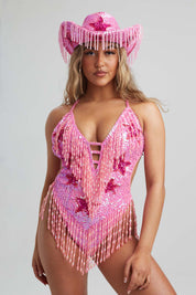 Pink Stargazer Sequin Bodysuit - Easy Tiger
