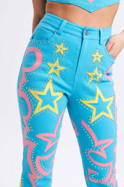 Rodeo Studded Denim Flared Jeans - Easy Tiger