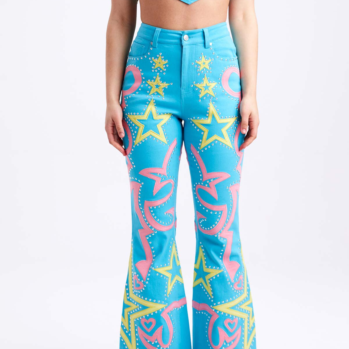 Rodeo Studded Denim Flared Jeans - Easy Tiger