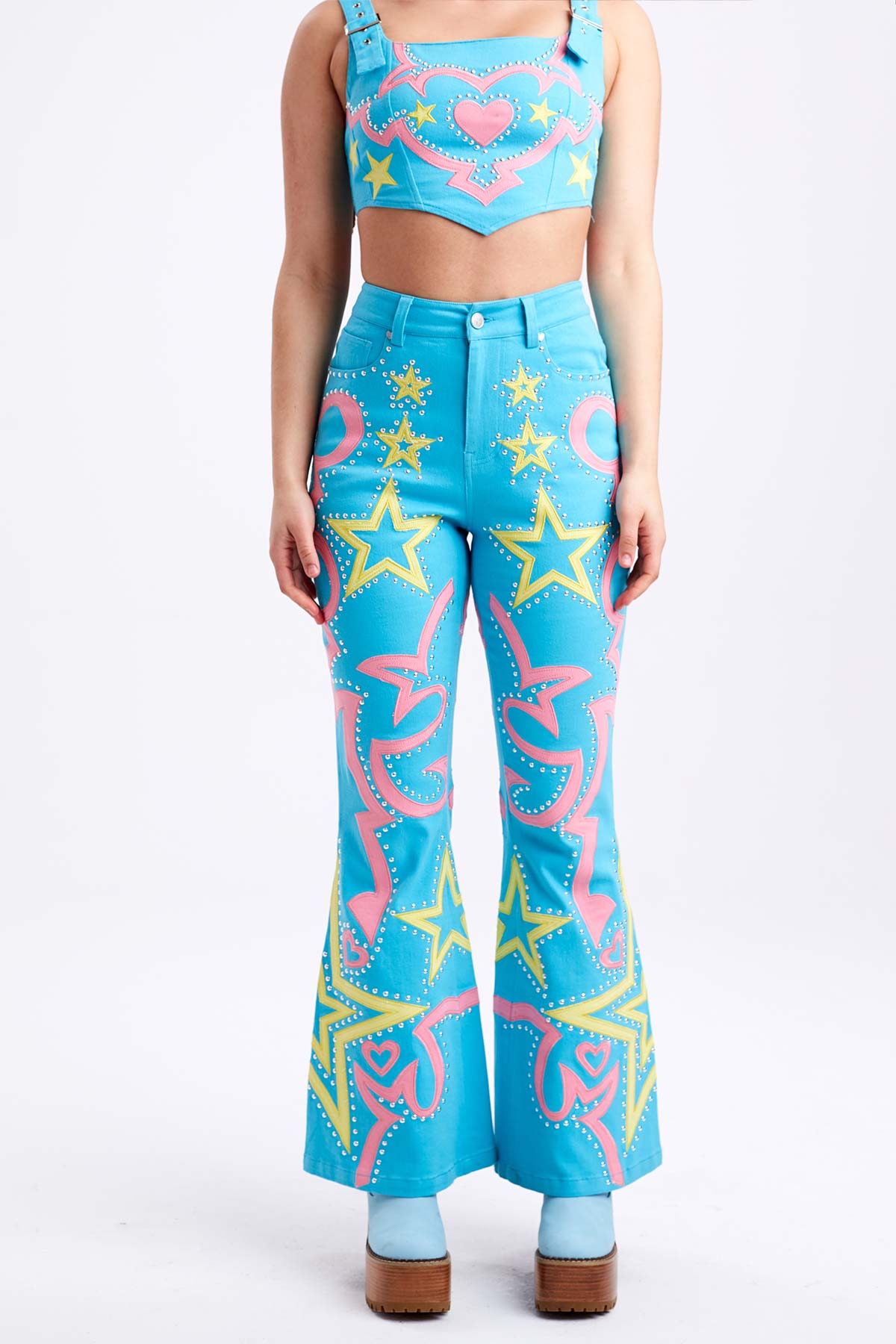 Rodeo Studded Denim Flared Jeans - Easy Tiger