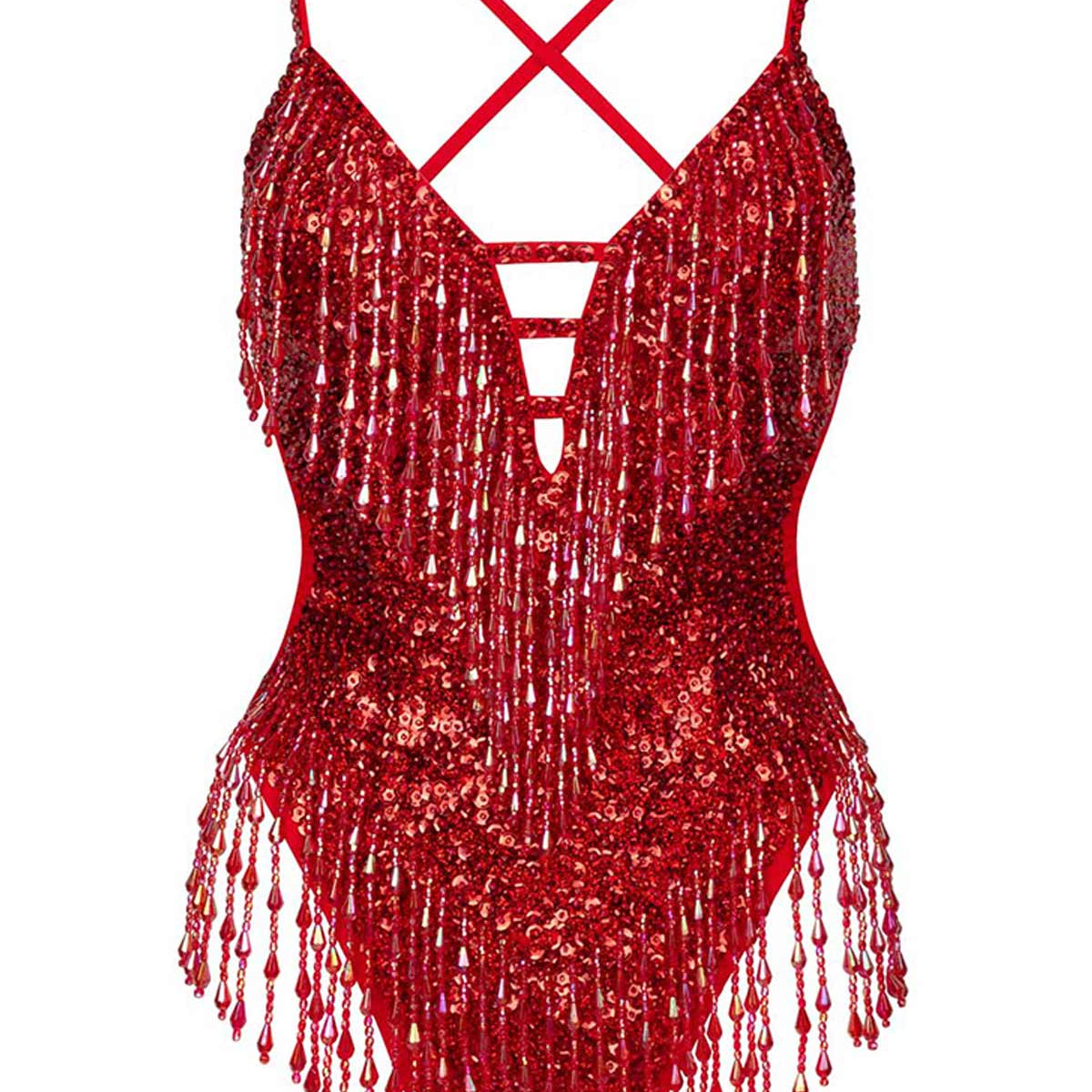 Shimmy Shimmy Sequin Bodysuit in Ruby - Easy Tiger