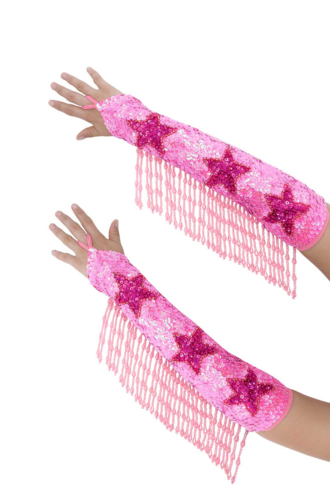 Stargazer Sequin Fringe Sleeves in Pink - Easy Tiger