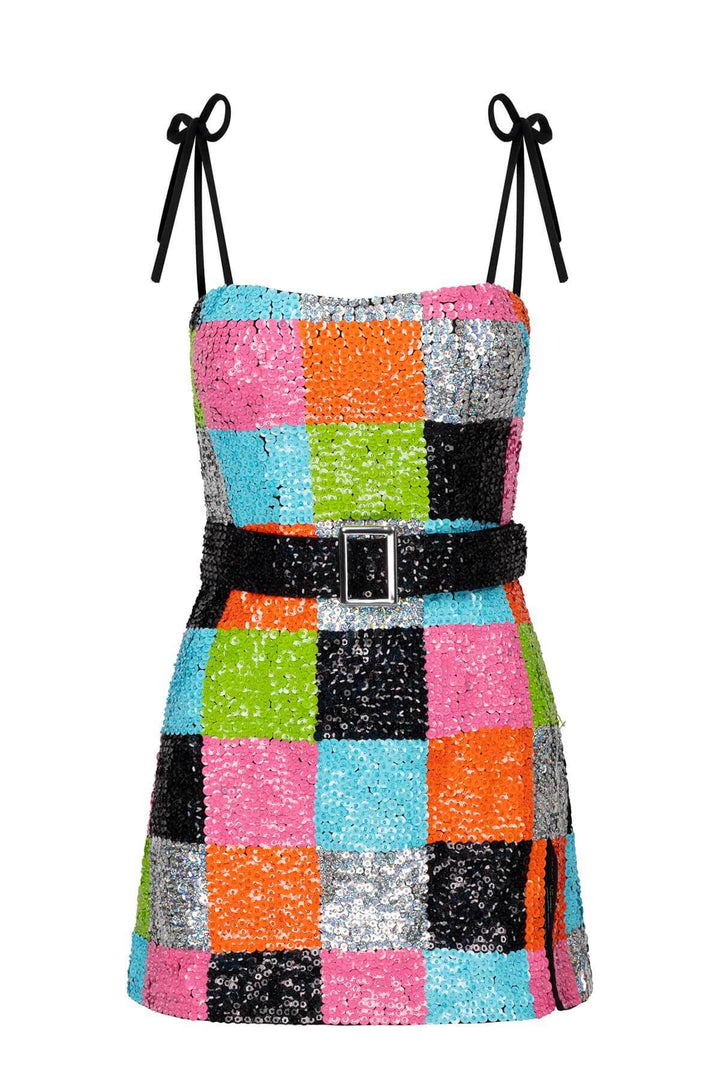 Checkmate Belted Sequin Dress - PREORDER - Easy Tiger