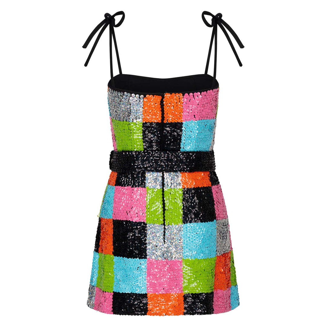 Checkmate Belted Sequin Dress - PREORDER - Easy Tiger